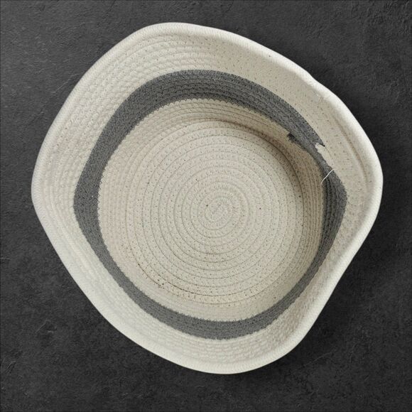 Little Hippo Set 2 Fabric Storage Baskets Grey White Neutral Home Organization - Picture 4 of 13